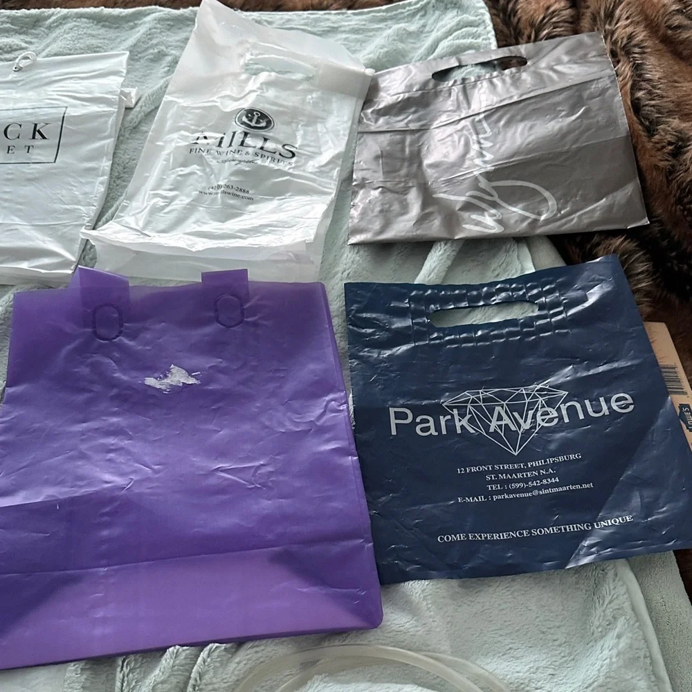 9 Assorted Empty Plastic Gift Bags